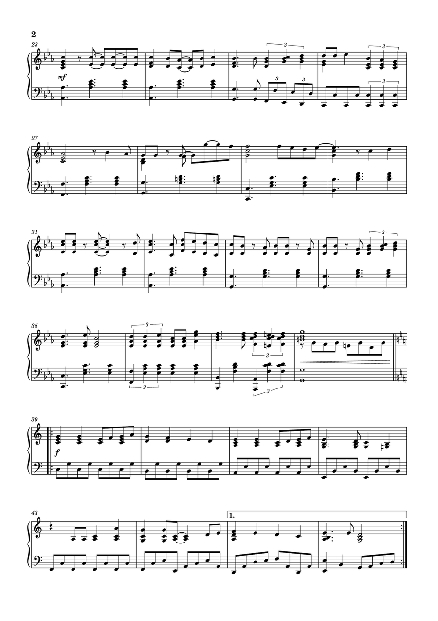 Dragon Ball GT - Dan Dan Kokoro Hikareteku (intermediate piano) Easy Piano scores gallery preview page 2
