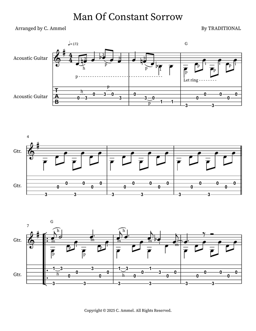 Man Of Constant Sorrow Acoustic Guitar scores gallery preview page 1