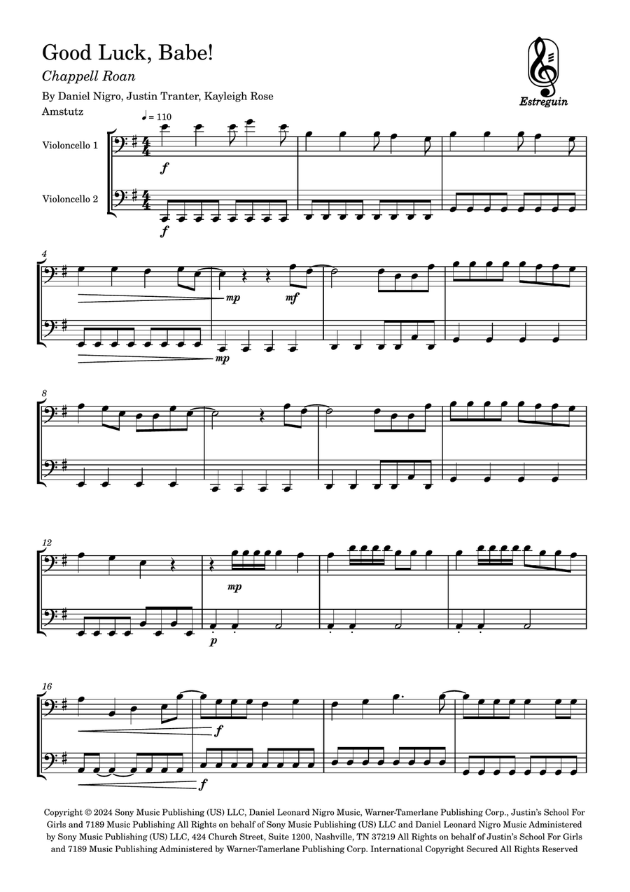 Good Luck, Babe! Good Luck, Babe! String Duet scores gallery preview page 1
