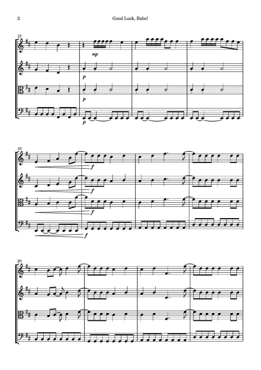 Good Luck, Babe! Good Luck, Babe! String Quartet scores gallery preview page 2