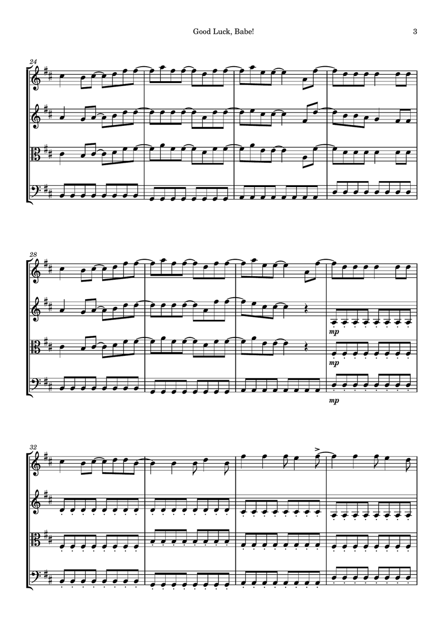 Good Luck, Babe! Good Luck, Babe! String Quartet scores gallery preview page 3