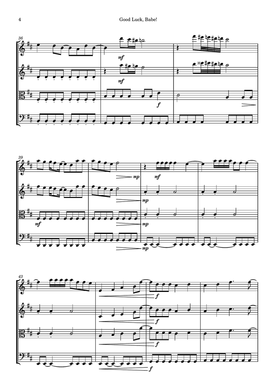 Good Luck, Babe! Good Luck, Babe! String Quartet scores gallery preview page 4