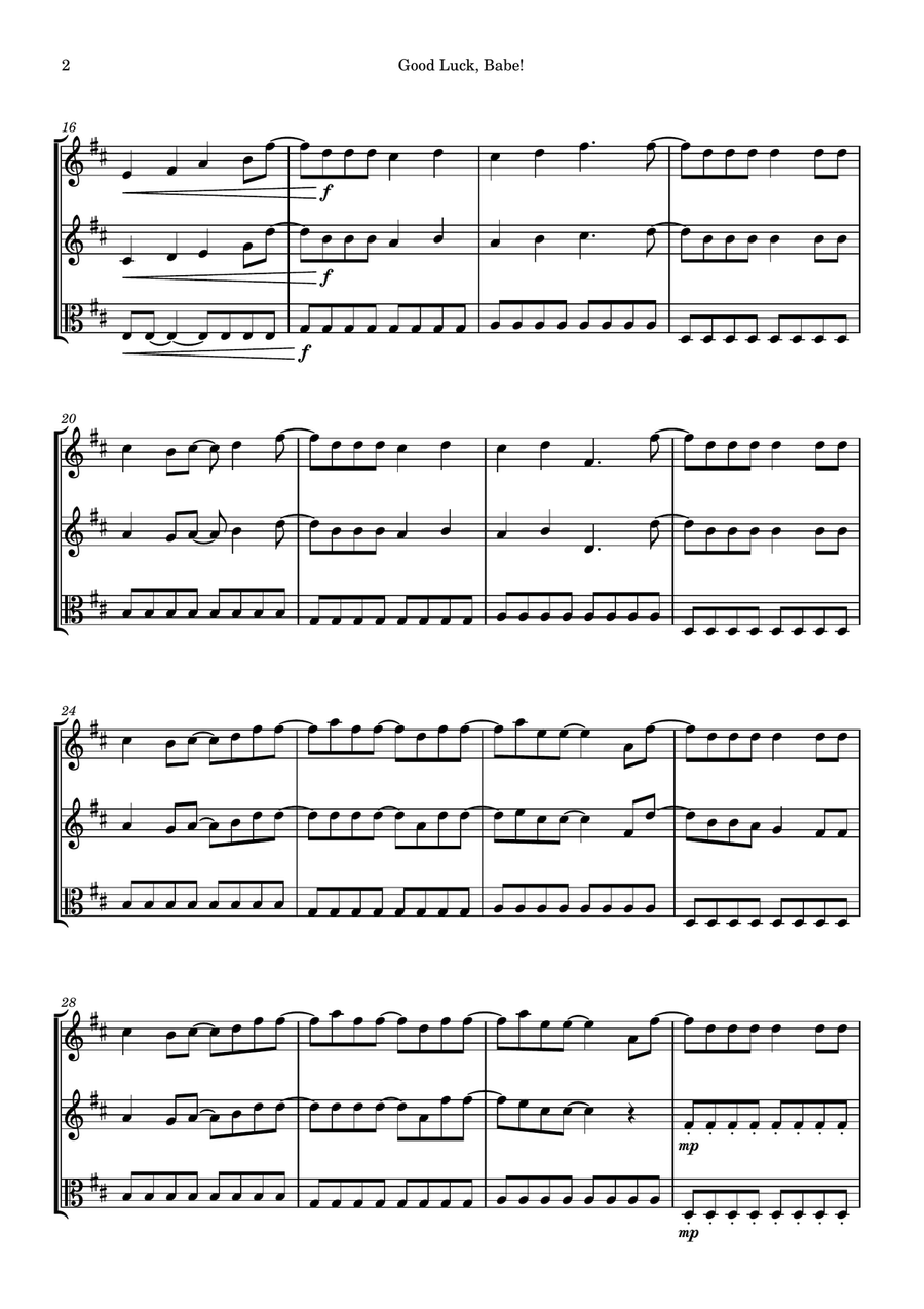 Good Luck, Babe! Good Luck, Babe! String Trio scores gallery preview page 2