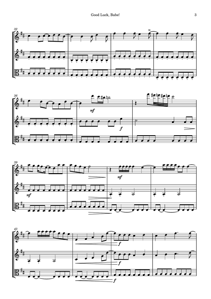 Good Luck, Babe! Good Luck, Babe! String Trio scores gallery preview page 3