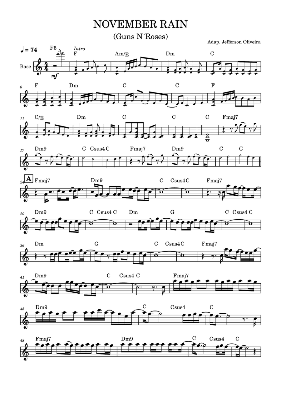 November Rain - Partitura com cifra Piano Solo scores gallery preview page 1