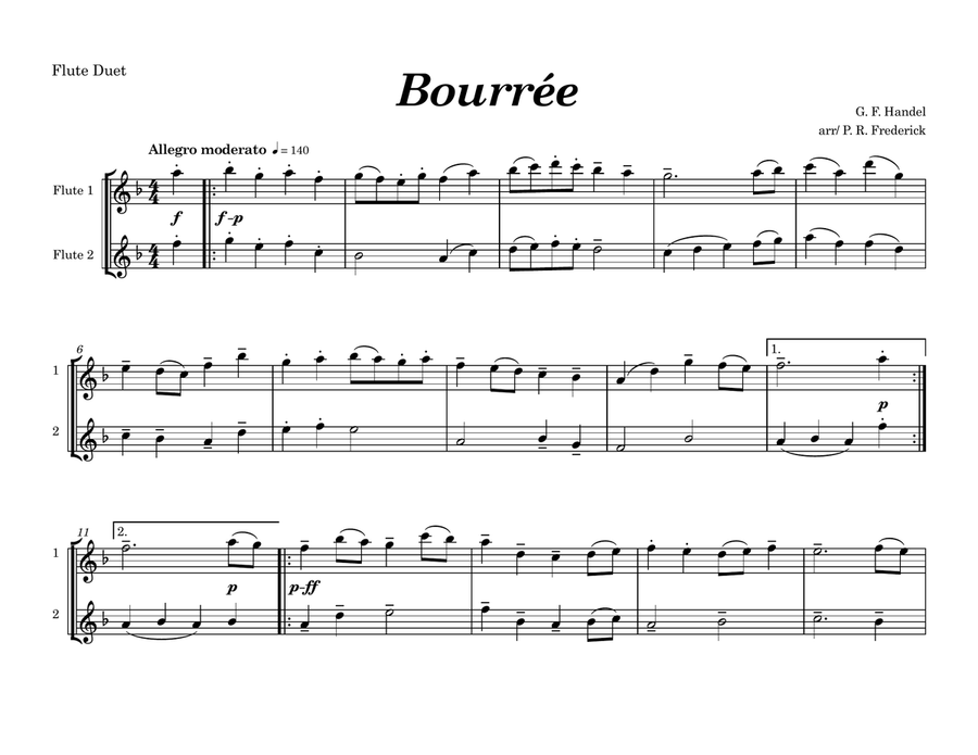 Bourée Bourée Flute Duet scores gallery preview page 1