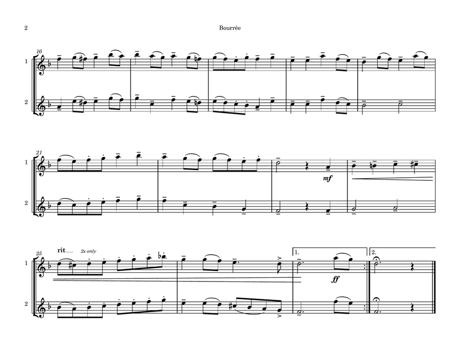 Bourée Bourée Flute Duet scores gallery preview page 2