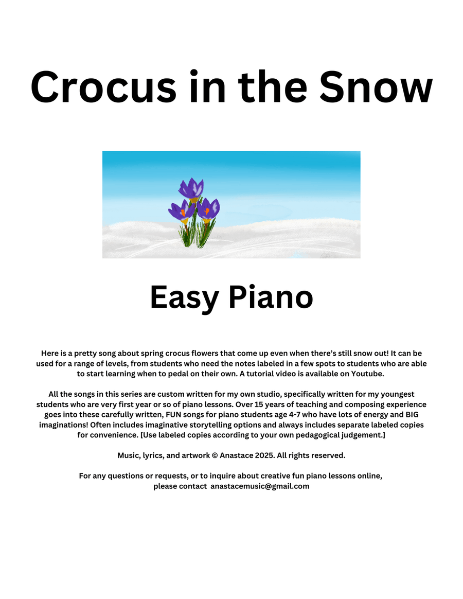 Crocus in the Snow (Easy Beginner Piano) Piano Method scores gallery preview page 1