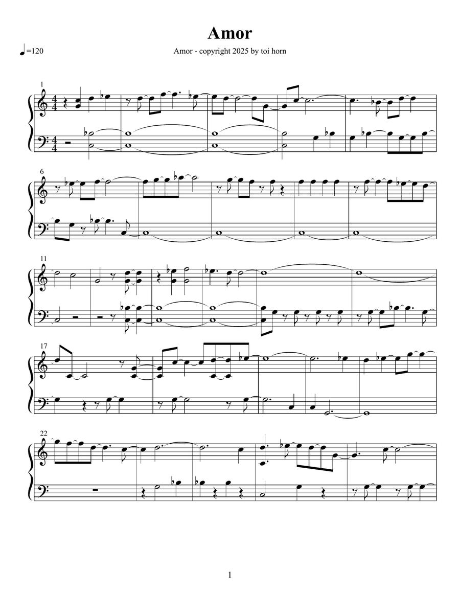 Amor Amor Piano Solo scores gallery preview page 1