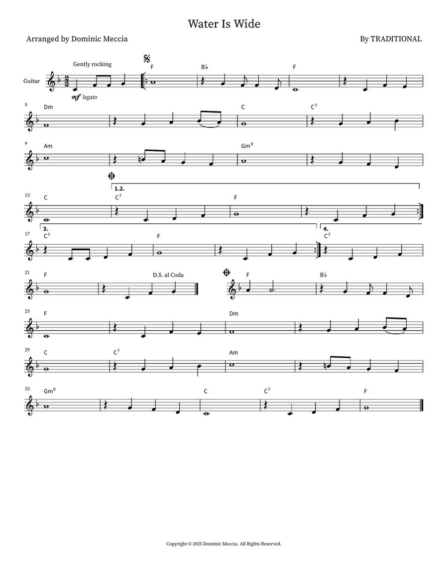 Water Is Wide Water Is Wide Acoustic Guitar scores gallery preview page 1