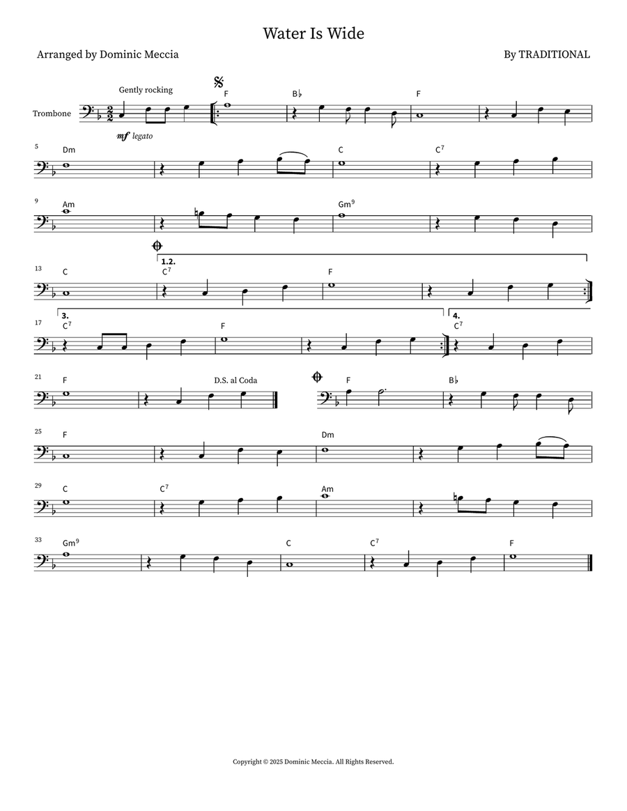 Water Is Wide Water Is Wide Trombone scores gallery preview page 1