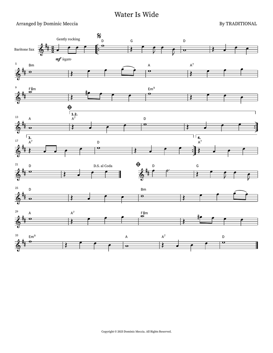 Water Is Wide Water Is Wide Baritone Saxophone scores gallery preview page 1