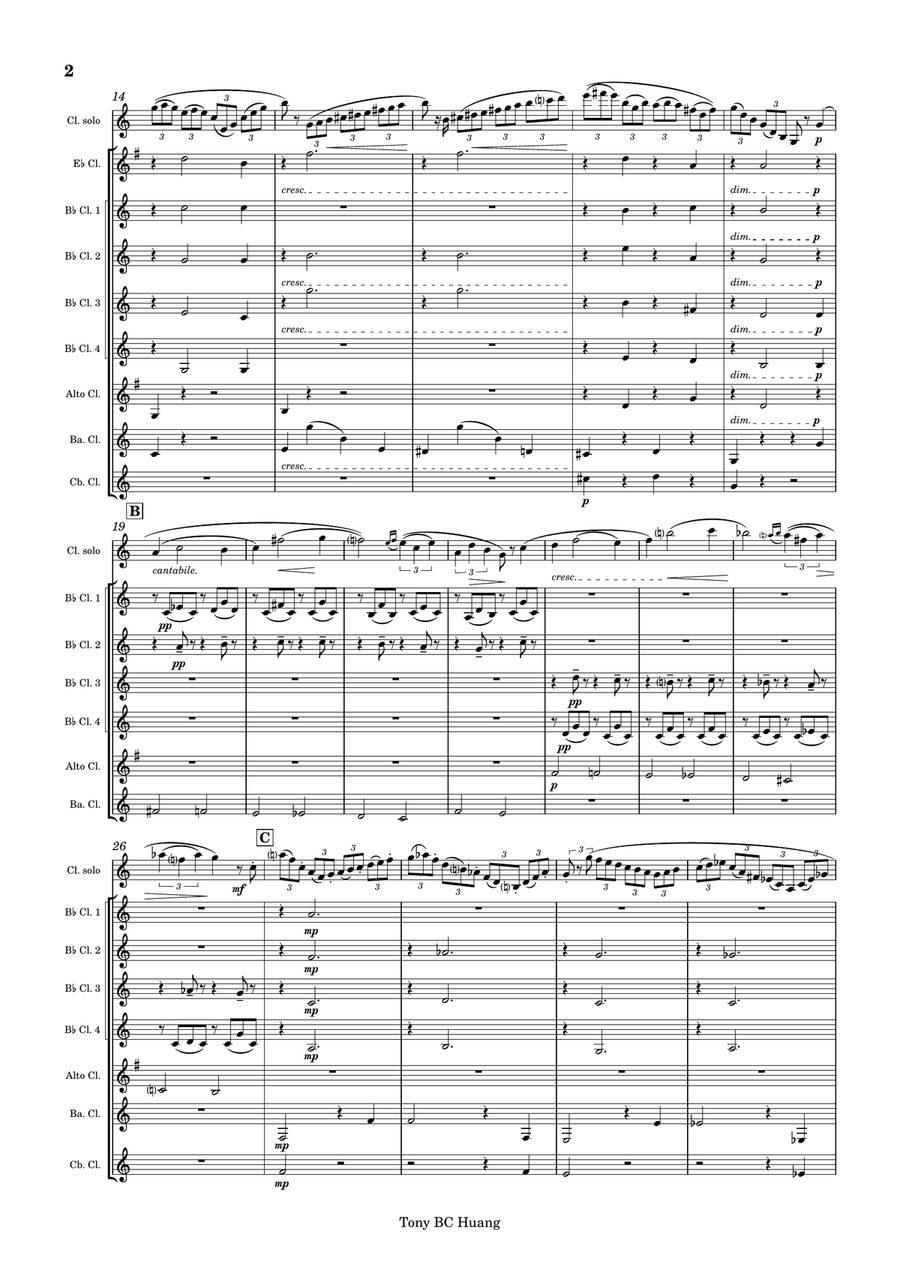 Solo de Concours for Clarinet and Clarinet Choir Clarinet Choir scores gallery preview page 2