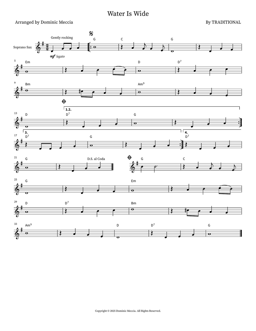 Water Is Wide Water Is Wide Soprano Saxophone scores gallery preview page 1