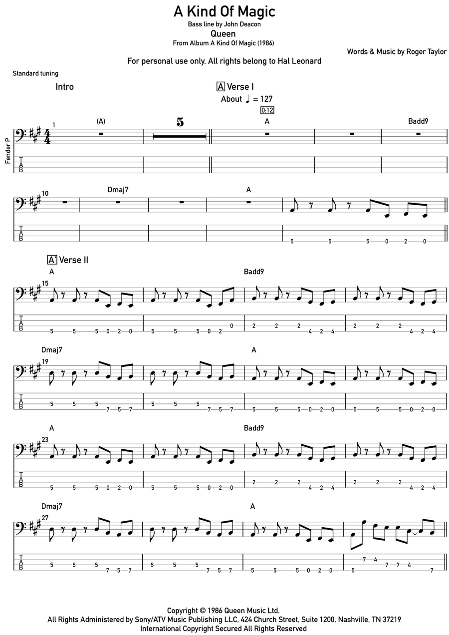 A Kind Of Magic Acoustic Guitar scores gallery preview page 1