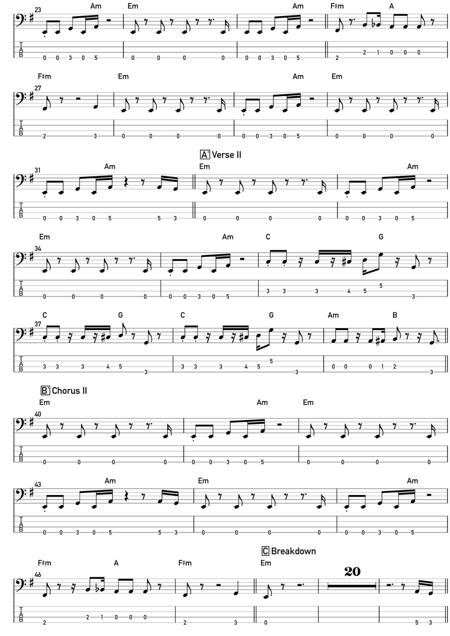 Another One Bites The Dust Acoustic Guitar scores gallery preview page 2