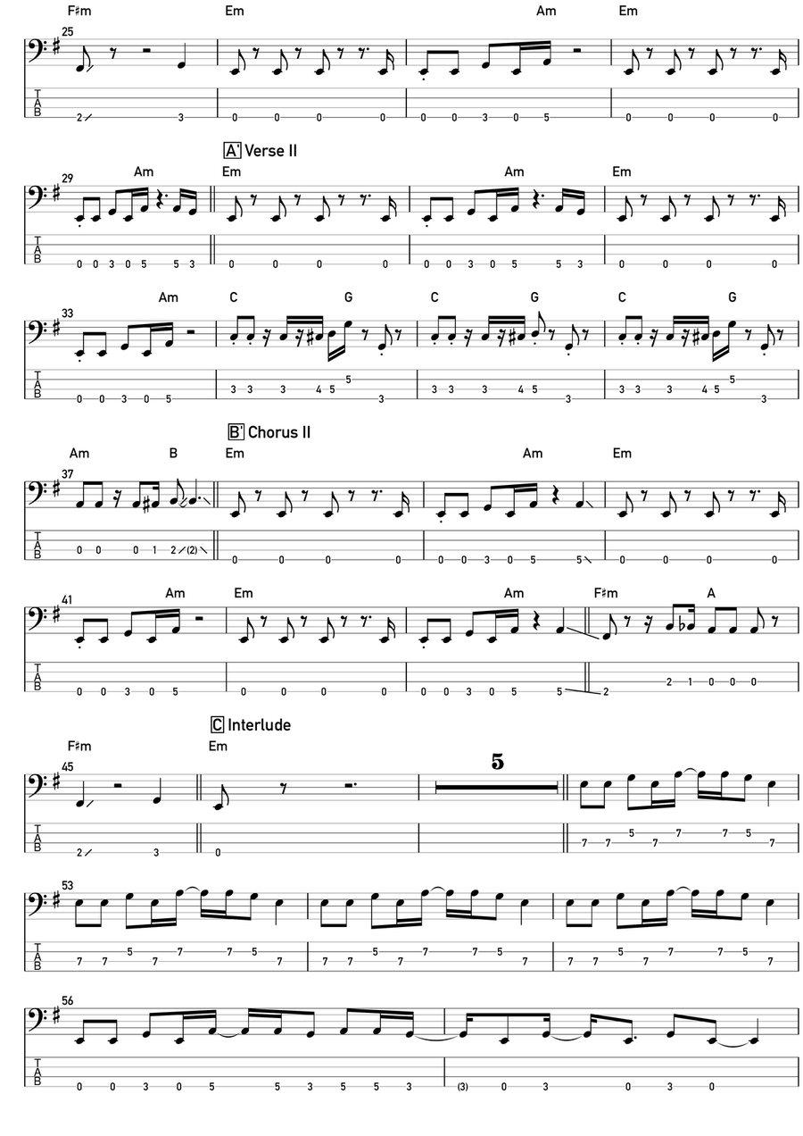 Another One Bites The Dust Acoustic Guitar scores gallery preview page 2