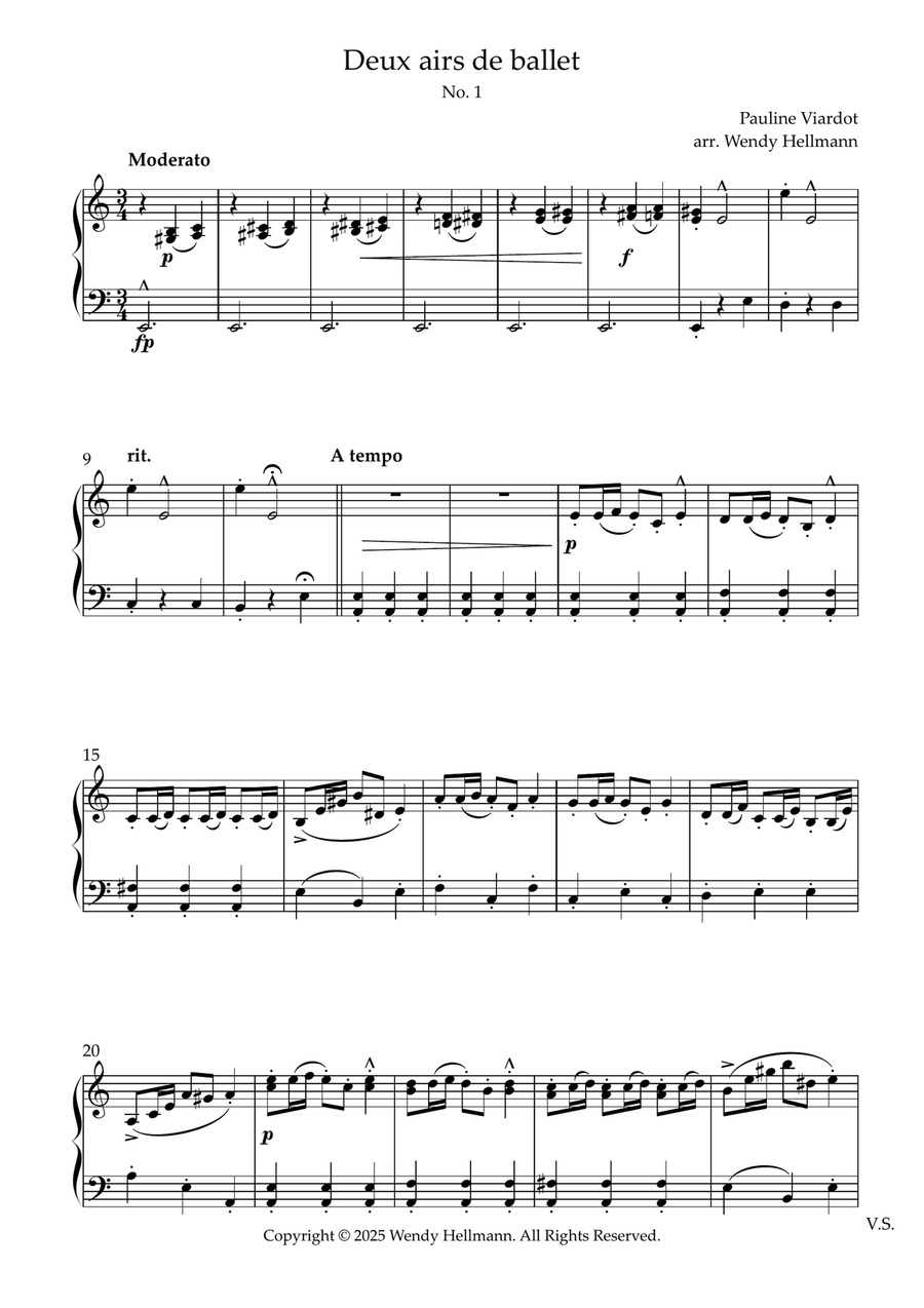 Deux airs de ballet, No. 1 Piano Solo scores gallery preview page 1