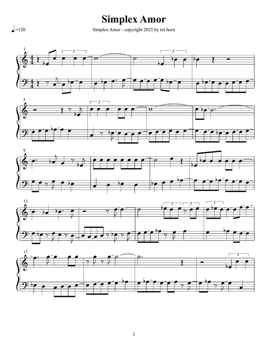 Simplex Amor Simplex Amor Piano Solo scores gallery preview page 1