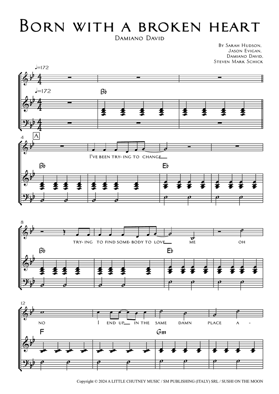Born With A Broken Heart Born With A Broken Heart Piano, Vocal scores gallery preview page 1