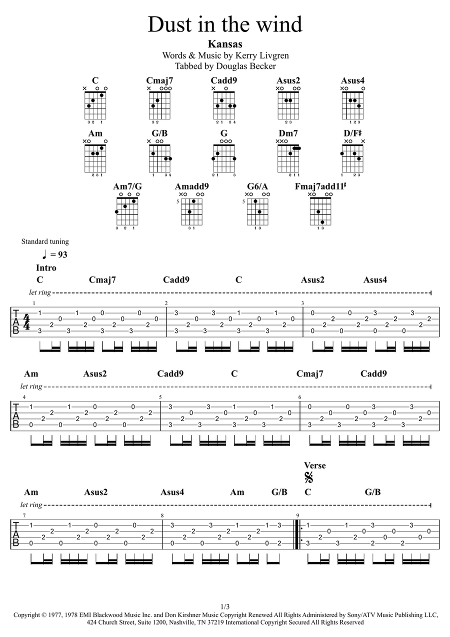 Dust In The Wind Dust In The Wind Acoustic Guitar scores gallery preview page 1