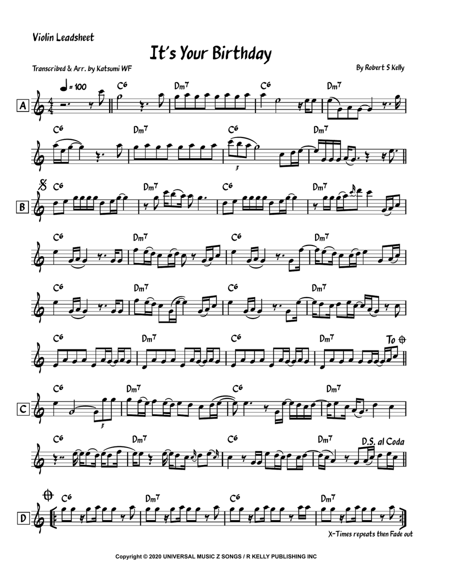 It's Your Birthday It's Your Birthday Violin Solo scores gallery preview page 1