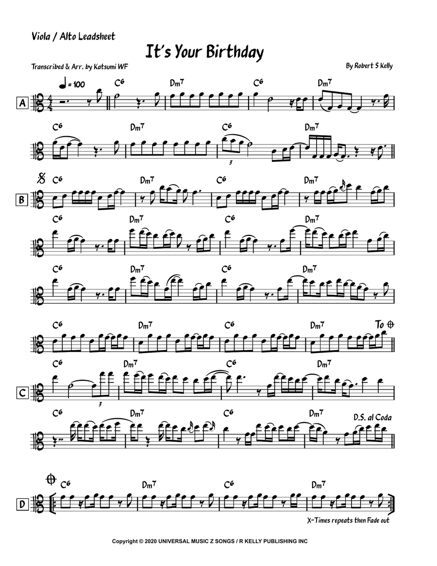 It's Your Birthday It's Your Birthday Viola Solo scores gallery preview page 1