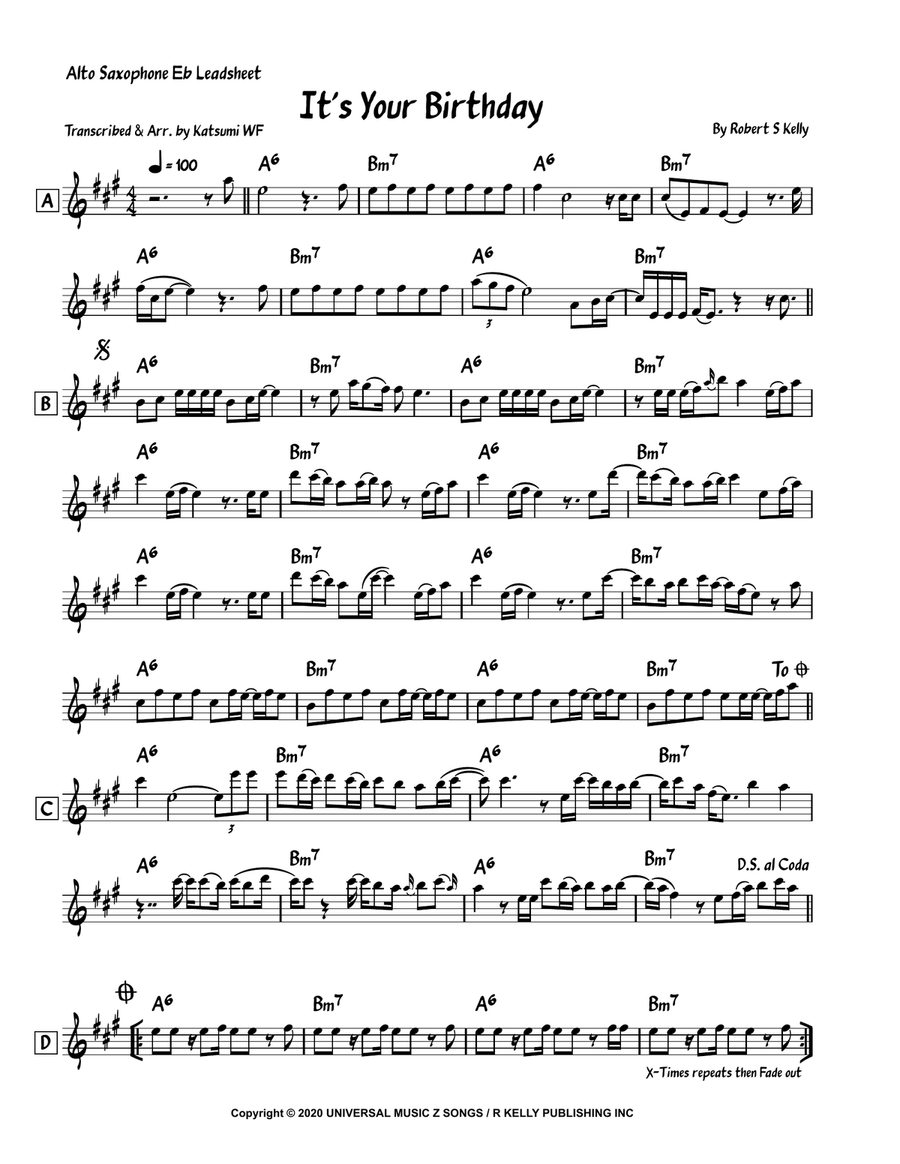 It's Your Birthday It's Your Birthday Alto Saxophone scores gallery preview page 1