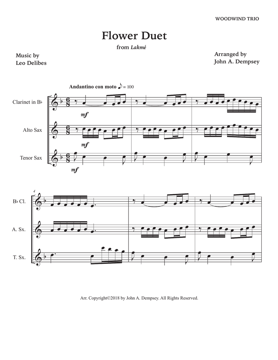 Flower Duet (Woodwind Trio): Clarinet, Alto Sax and Tenor Sax Woodwind Trio scores gallery preview page 5