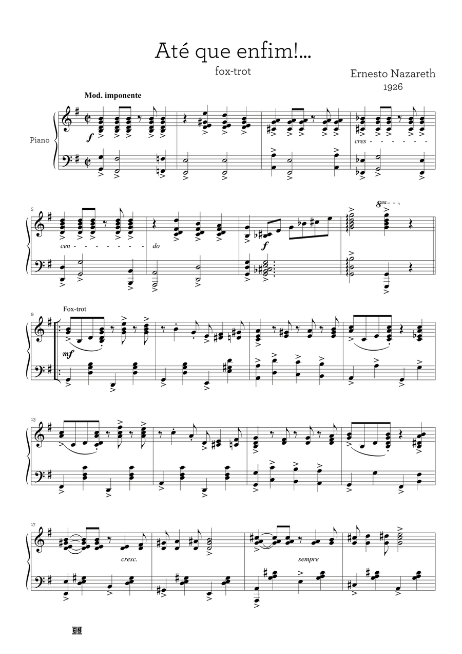 ATE QUE ENFIM ATE QUE ENFIM Piano Solo scores gallery preview page 1