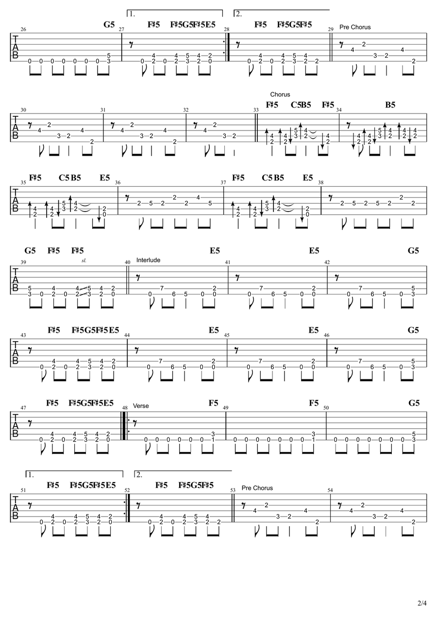 Enter Sandman Enter Sandman Acoustic Guitar scores gallery preview page 2