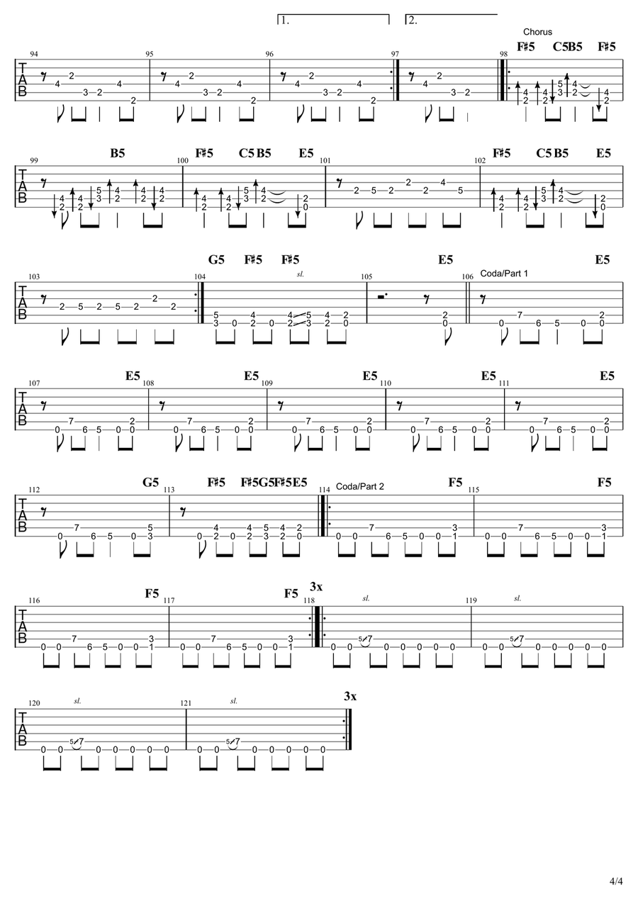 Enter Sandman Enter Sandman Acoustic Guitar scores gallery preview page 4