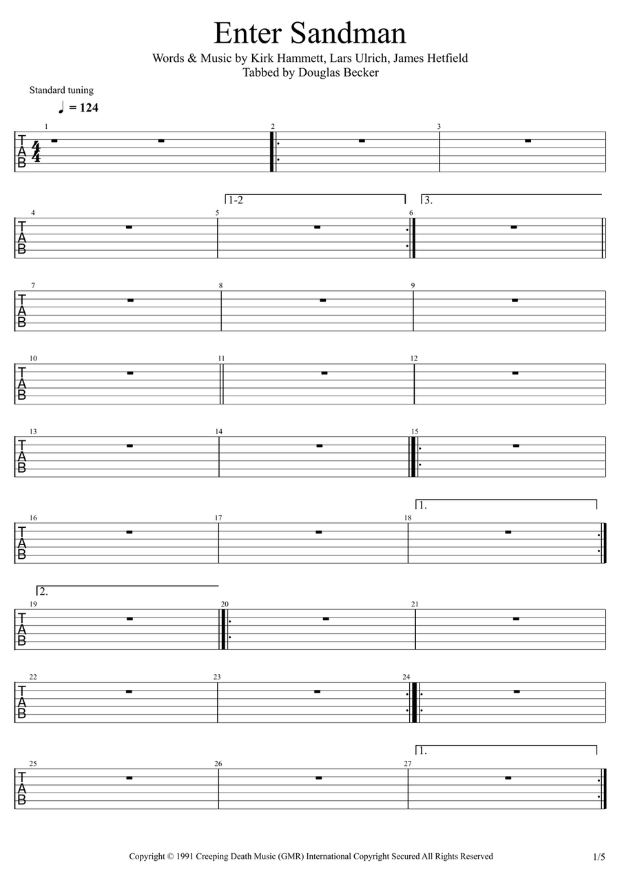 Enter Sandman Enter Sandman Acoustic Guitar scores gallery preview page 5