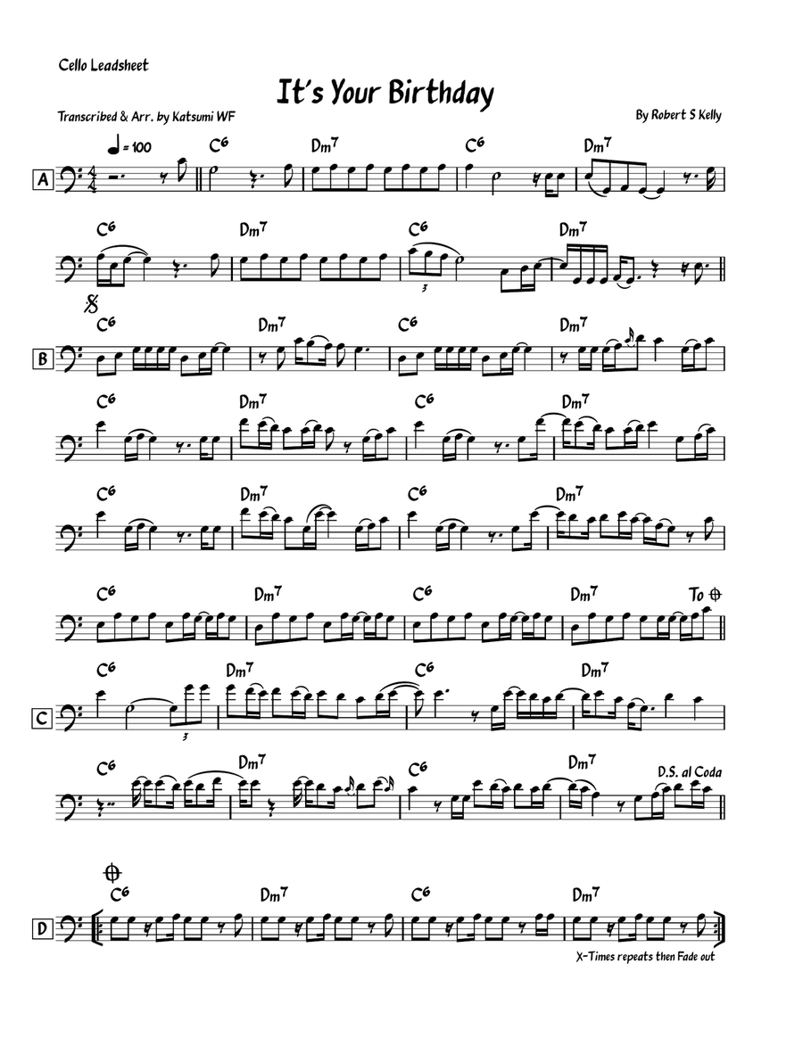 It's Your Birthday It's Your Birthday Cello Solo scores gallery preview page 1