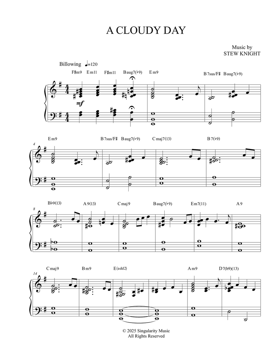 A Cloudy Day A Cloudy Day Piano Solo scores gallery preview page 1
