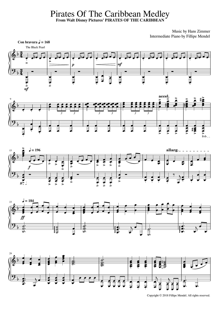 Hans Zimmer - Pirates Of The Caribbean (Medley) Piano Solo scores gallery preview page 2