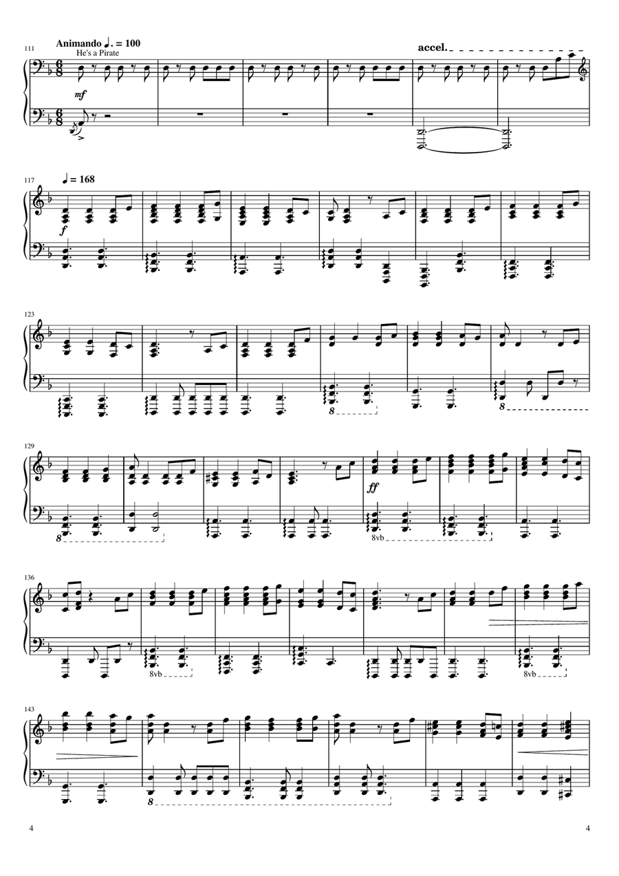 Hans Zimmer - Pirates Of The Caribbean (Medley) Piano Solo scores gallery preview page 5