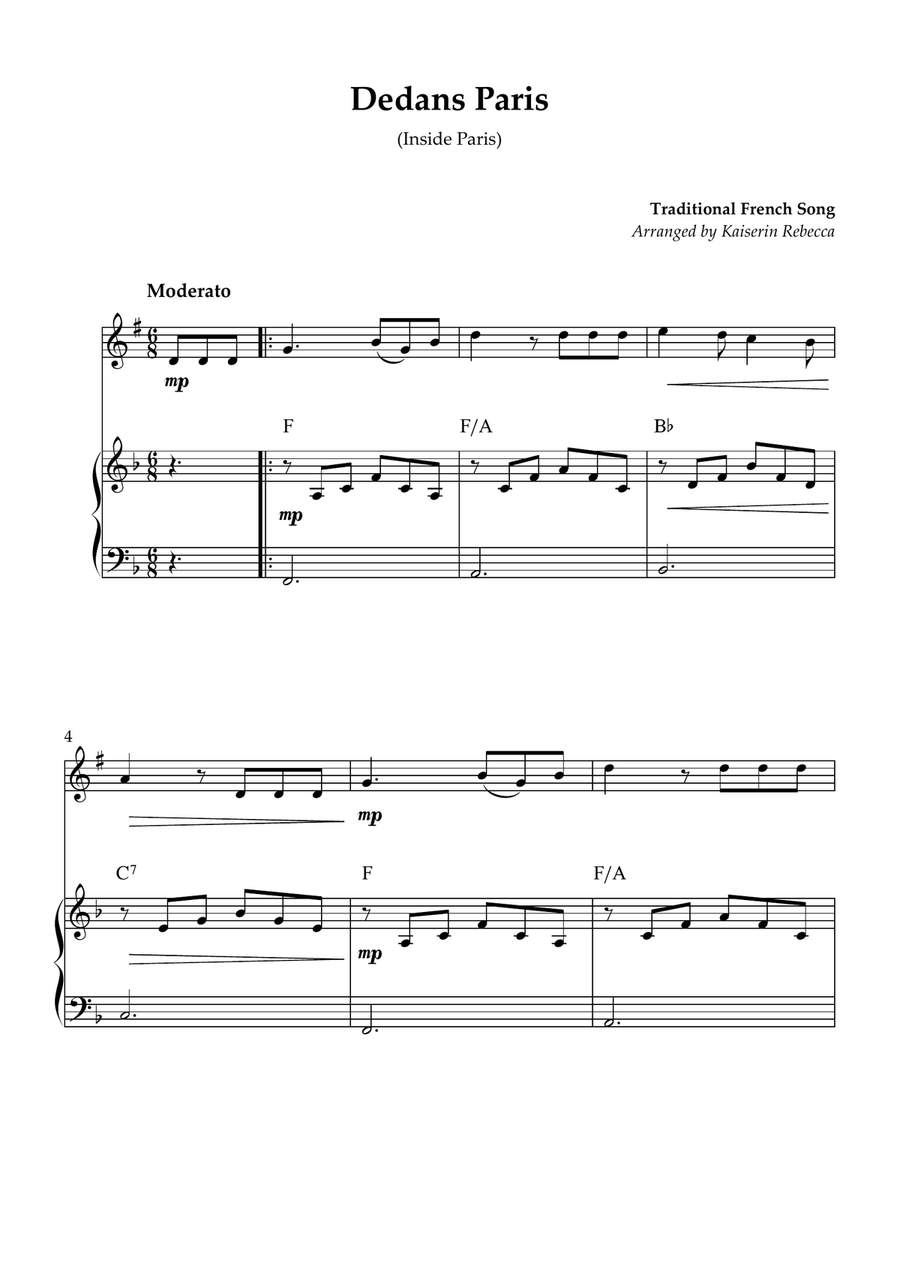 Dedans Paris (Inside Paris) B-Flat Clarinet scores gallery preview page 1