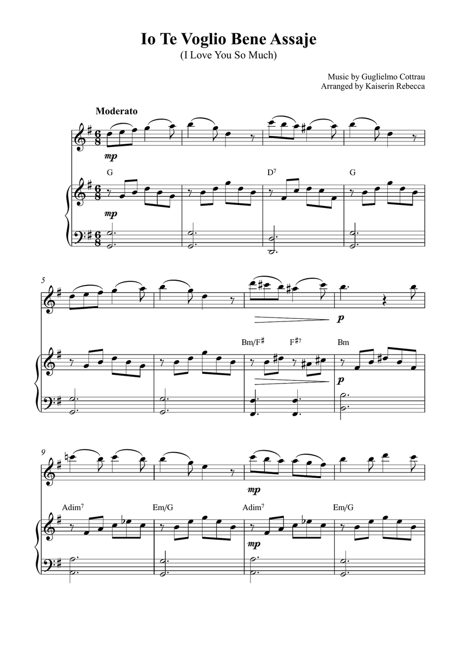 Io Te Voglio Bene Assaje (I Love You So Much) Flute Solo scores gallery preview page 1