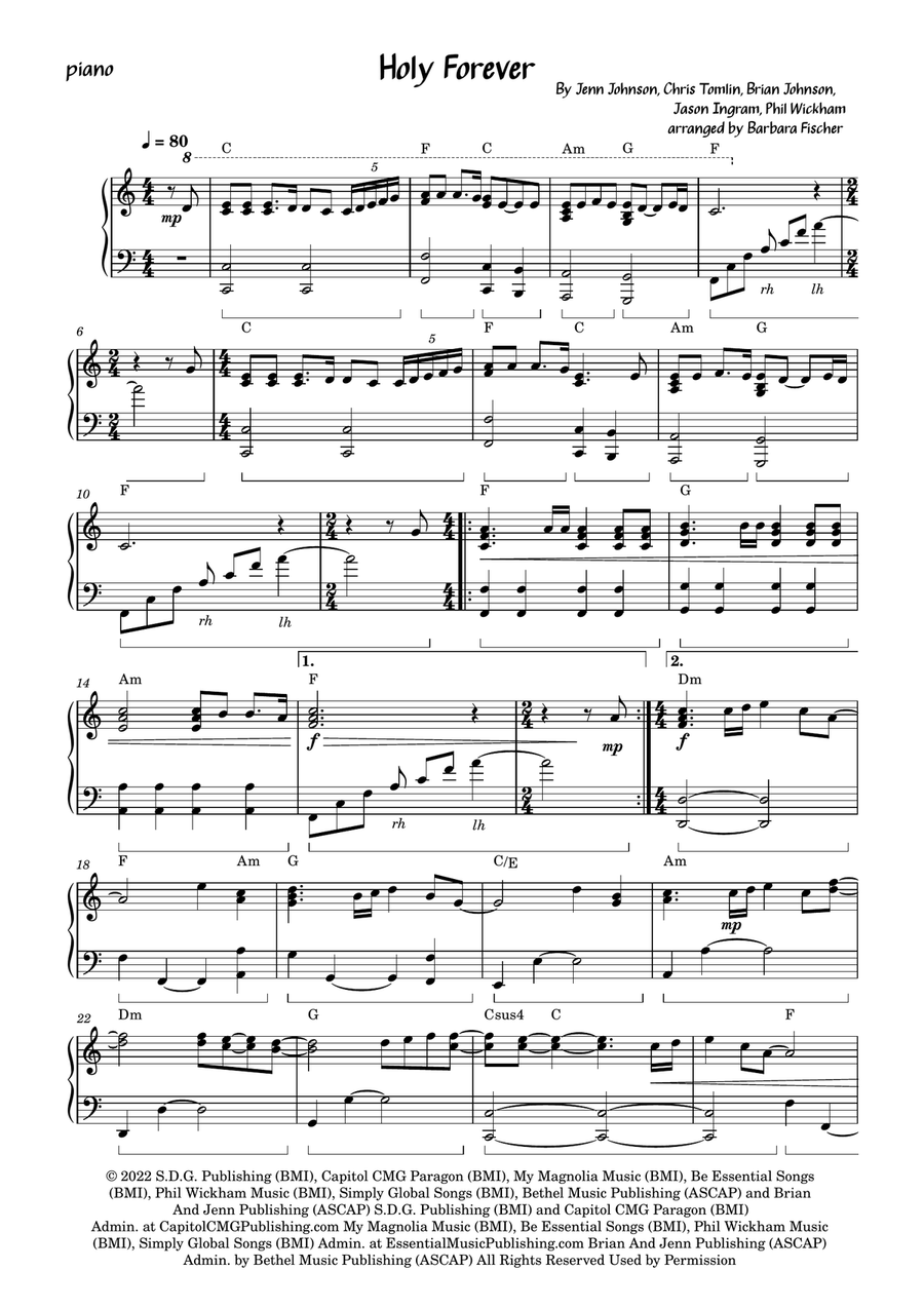 Holy Forever Holy Forever Piano Solo scores gallery preview page 1