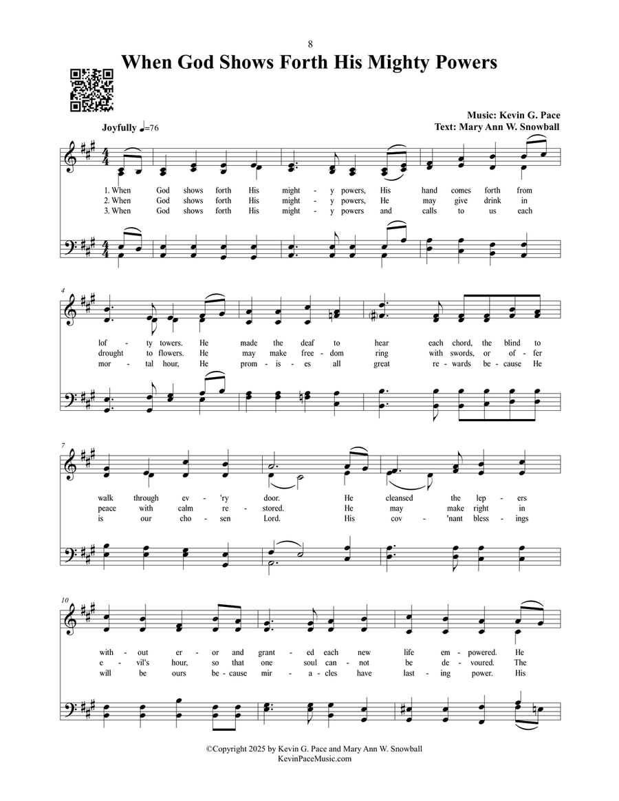 When God Shows Forth His Mighty Powers, a sacred Christian hymn 4-Part scores gallery preview page 2