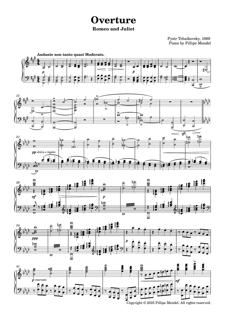 Tchaikovsky - Romeo and Juliet (Fantasy-Overture) for piano solo Piano Solo scores gallery preview page 2