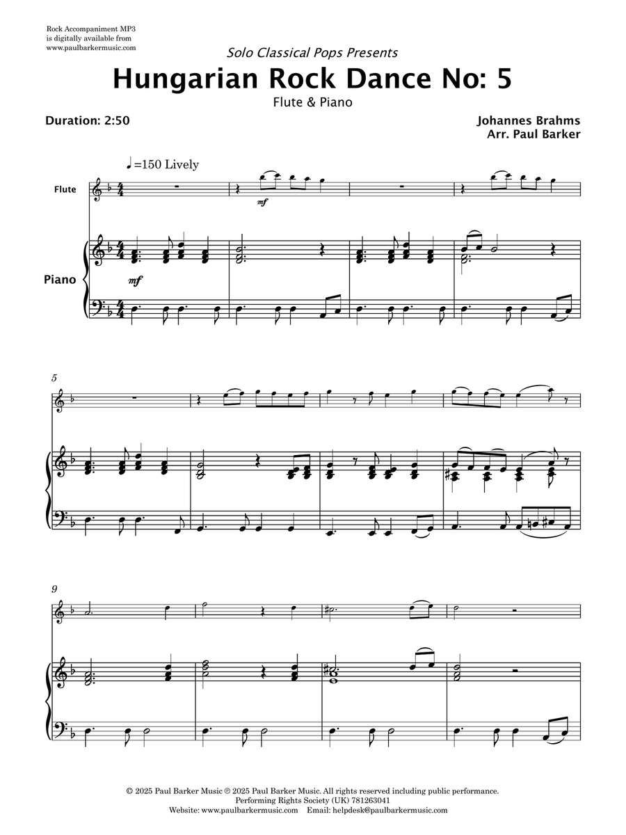 Hungarian Rock Dance No. 5 (Flute & Piano) Flute scores gallery preview page 2