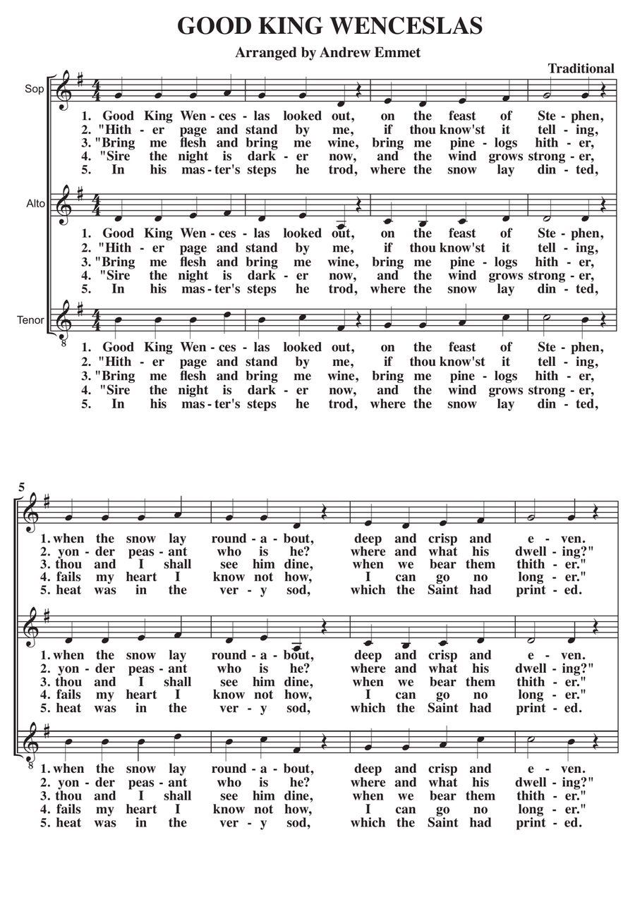 Good King Wenceslas A Cappella SAT SAT scores gallery preview page 1