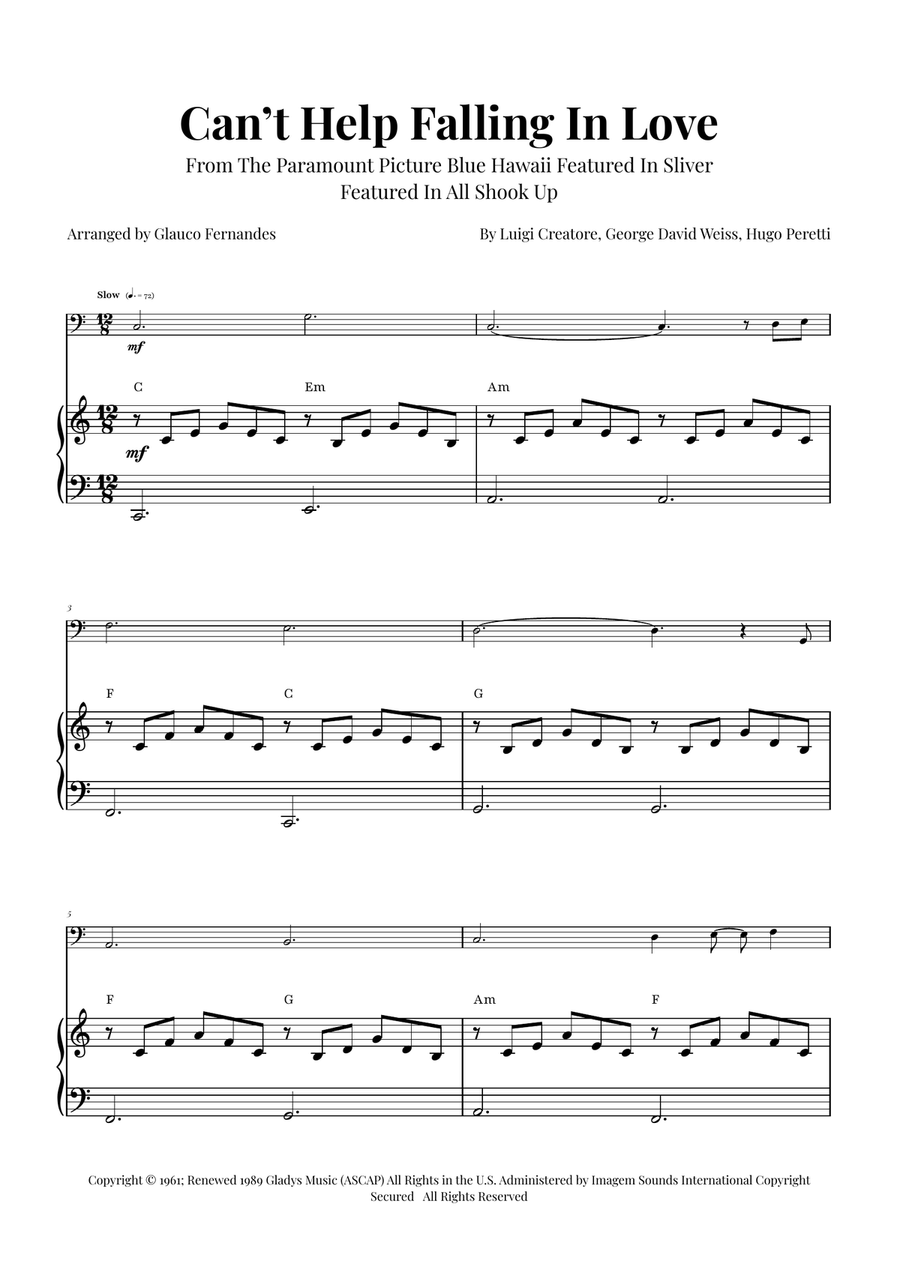 Can't Help Falling In Love Piano scores gallery preview page 1