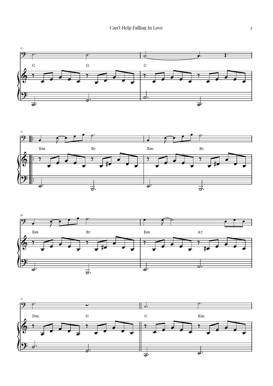 Can't Help Falling In Love Piano scores gallery preview page 3