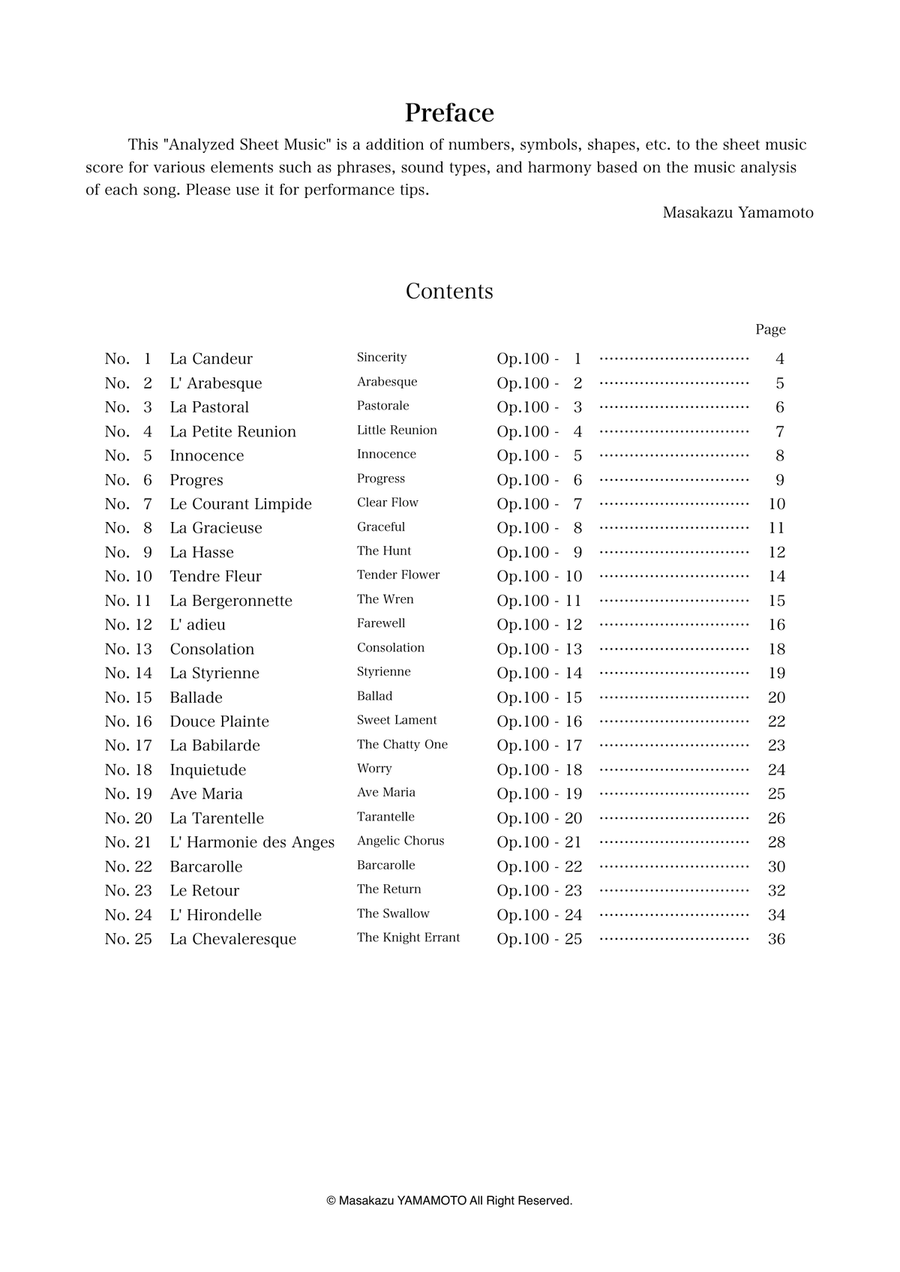 Burgmüller: 25 Etudes Op. 100 — the whole collection (music analysis) Piano Method scores gallery preview page 2