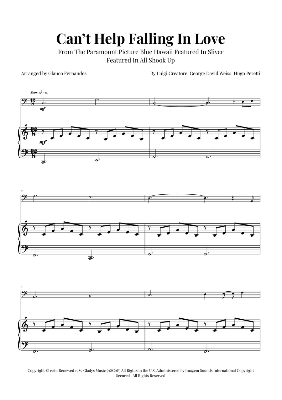 Can't Help Falling In Love Piano scores gallery preview page 1