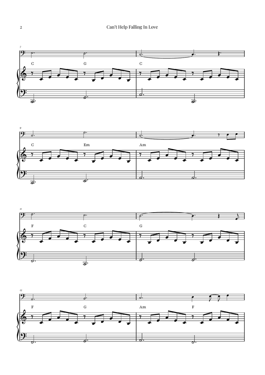 Can't Help Falling In Love Piano scores gallery preview page 2