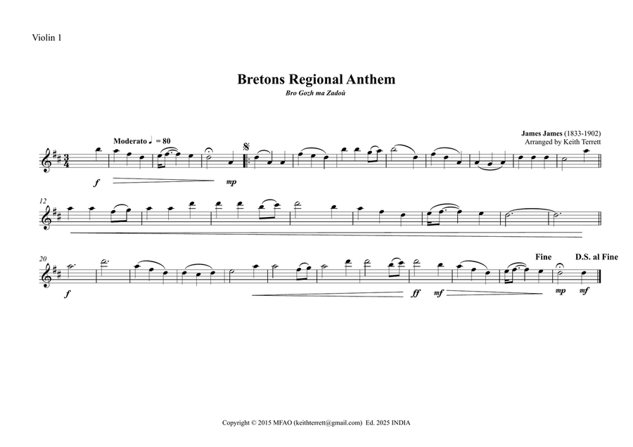 Breton Regional Anthem for String Orchestra String Orchestra scores gallery preview page 5
